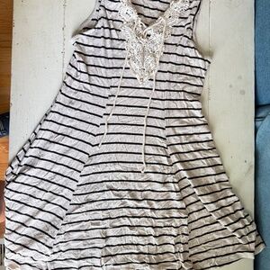 Medium Dress Striped Black Beachy Hippie Flow